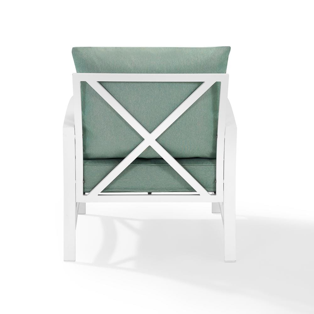 Mist and White Kaplan Transitional Outdoor Armchair with Cushions