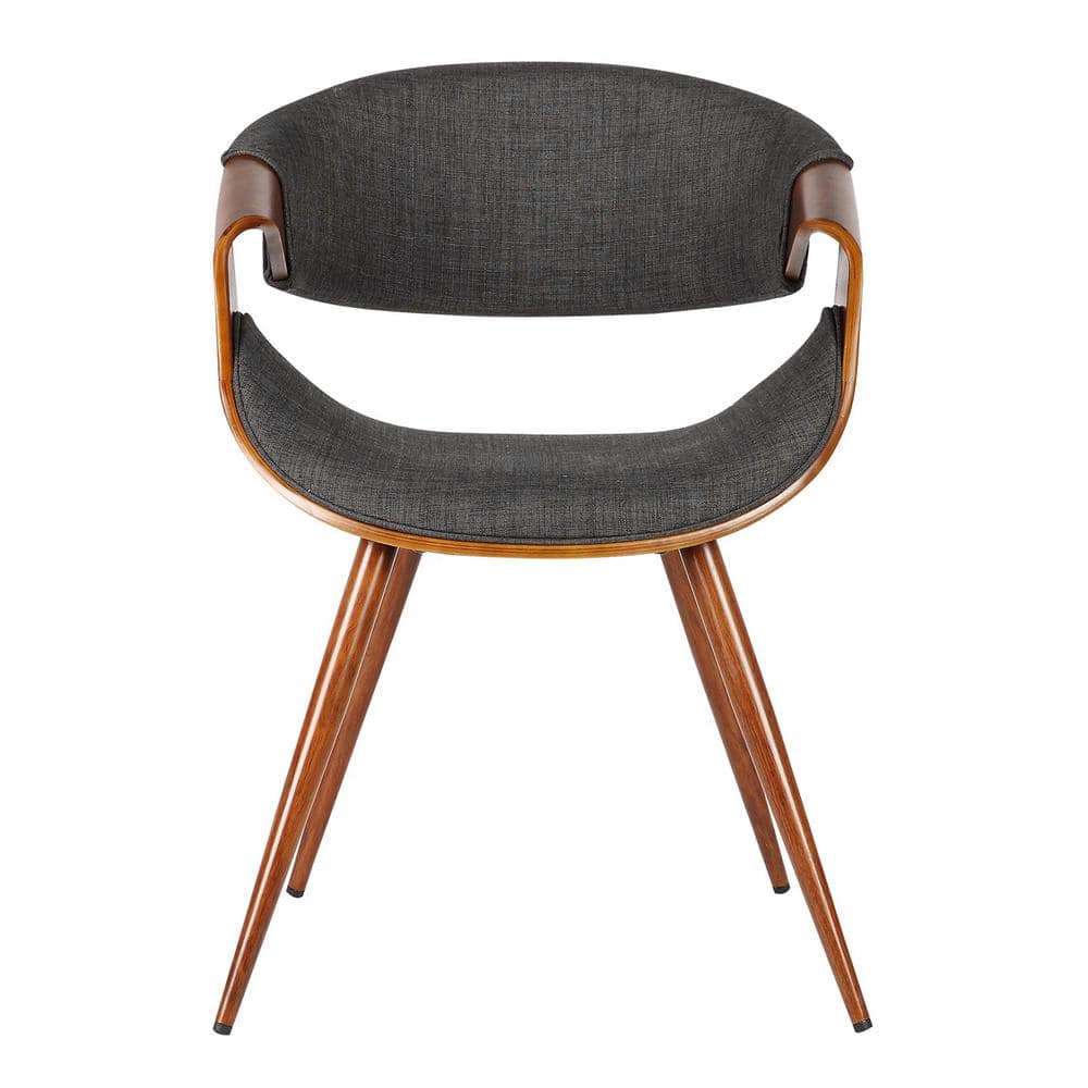 Charcoal Upholstered Faux Leather Mid-Century Modern Side Chair