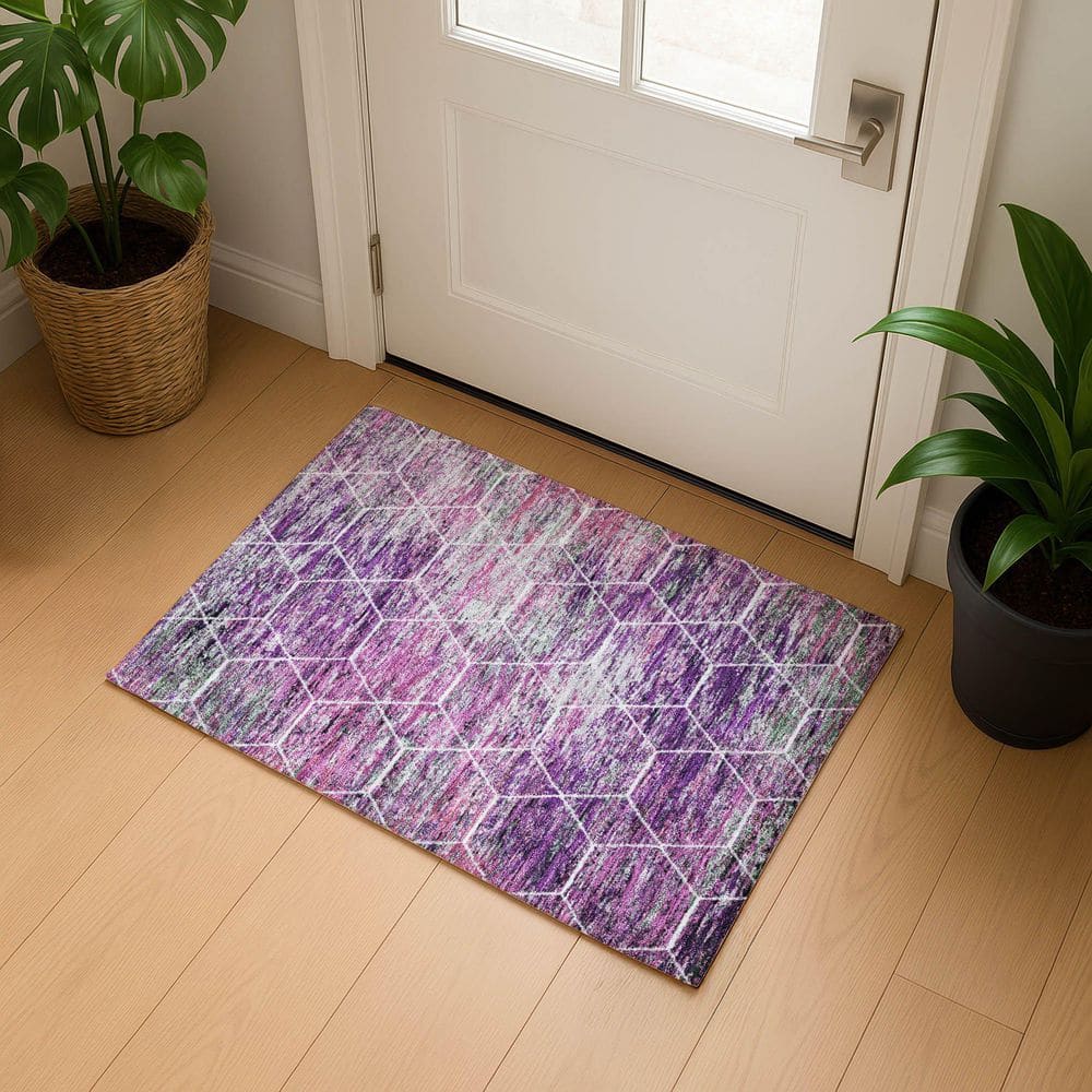 Mayfield Premium Machine Washable Abstract AMF1724 Purple 2 ft. x 3 ft. Area Rug price history on PriceWatchPro