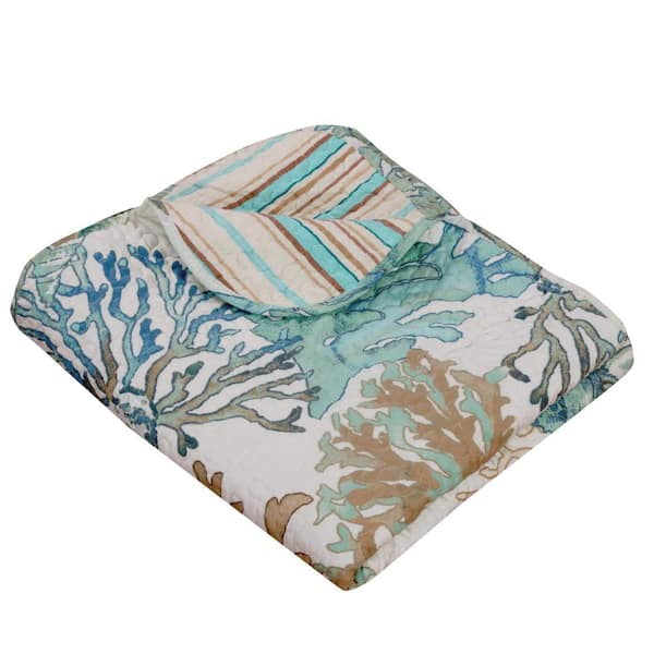 Greenland Home Fashions Atlantis Jade 50 x 60'' Cotton Blend Throw Blanket