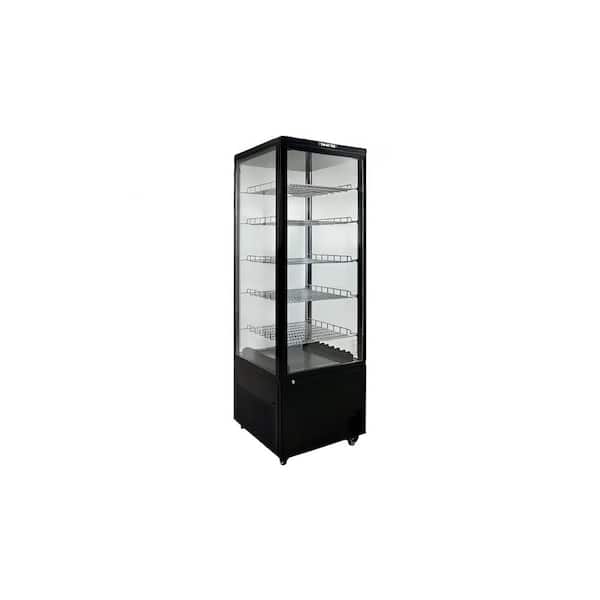 Elite Kitchen Supply 25.6 in. 17.7 cu. ft. 4 Side Glass Merchandiser Refrigerator LED Lighting ER26L Black