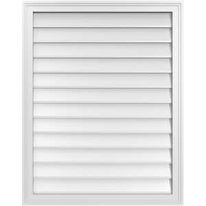 30 in. x 38 in. Vertical Surface Mount PVC Gable Vent: Decorative with Brickmould Frame