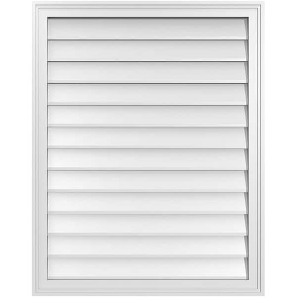 Ekena Millwork 30 in. x 38 in. Vertical Surface Mount PVC Gable Vent: Decorative with Brickmould Frame