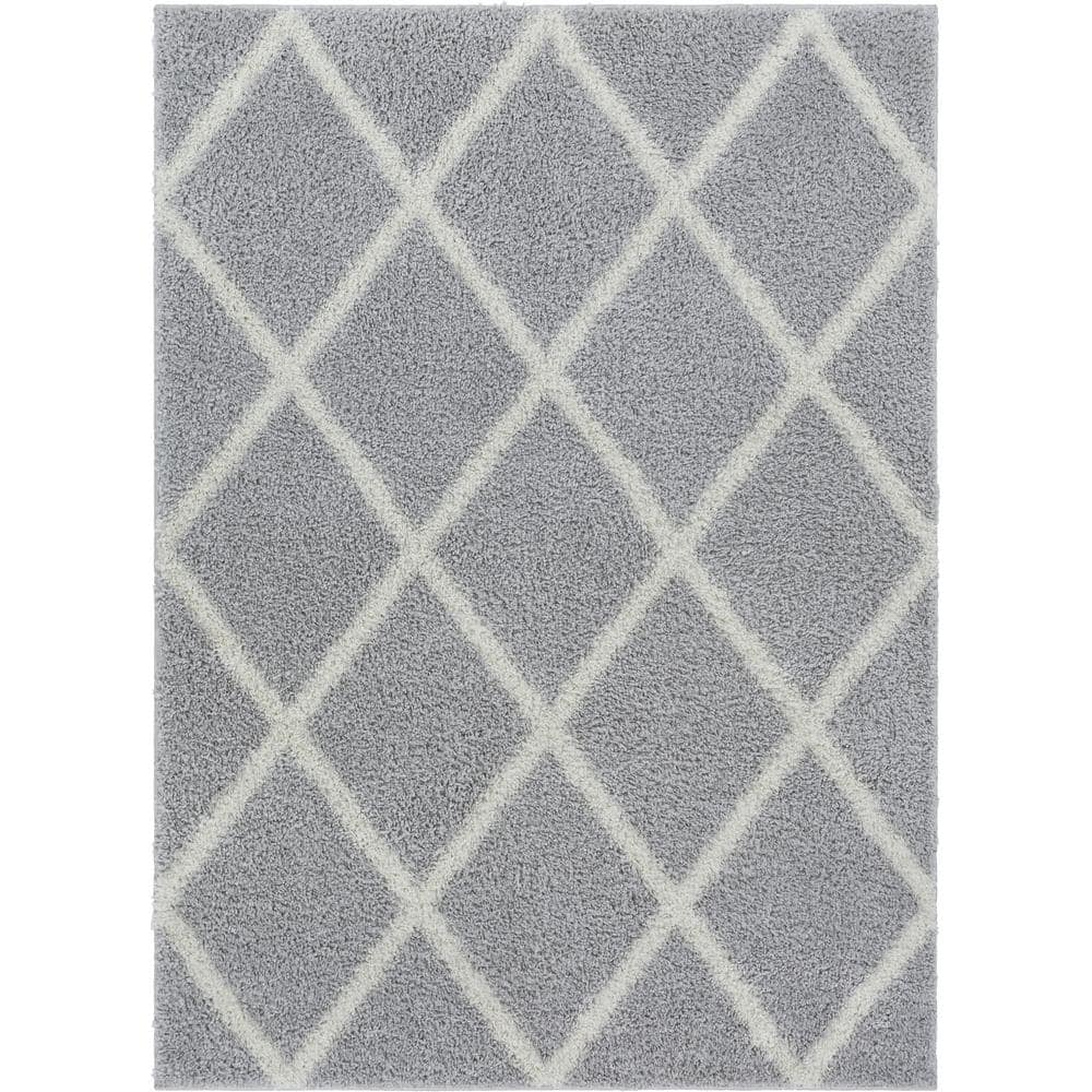 Madison Shag Cole Modern Tribal Light Grey 7 ft. 10 in. x 9 ft. 10 in. Thick Soft Area Rug price history on PriceWatchPro