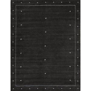 Gramercy Charcoal/Silver 10 ft. x 14 ft. Solid Silk and Wool Area Rug