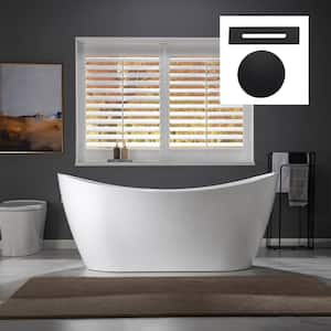 Sueno 67 in. x 31.5 in. Acrylic Flatbottom Soaking Bathtub with Center Drain in White/Matte Black
