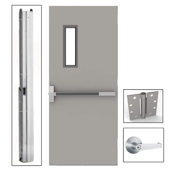 L.I.F Industries 36 in. x 80 in. Gray Flush Exit with 5x20 VL Right-Hand Fireproof Steel Commercial Door with Knockdown Frame