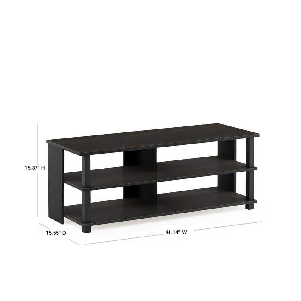 Espresso Black Modern 3-Tier Particle Board TV Stand for Up to 48" TV