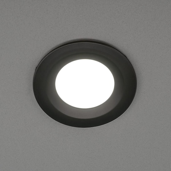 4 in. Adjustable CCT Integrated LED Canless Recessed Light Black Trim Kit 650 Lumens Kitchen Bathroom Remodel (4-Pack)