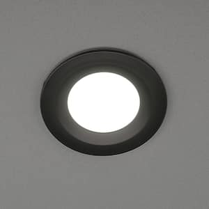4 in. Adjustable CCT Integrated LED Canless Recessed Light Black Trim Kit 650 Lumens Kitchen Bathroom Remodel (4-Pack)