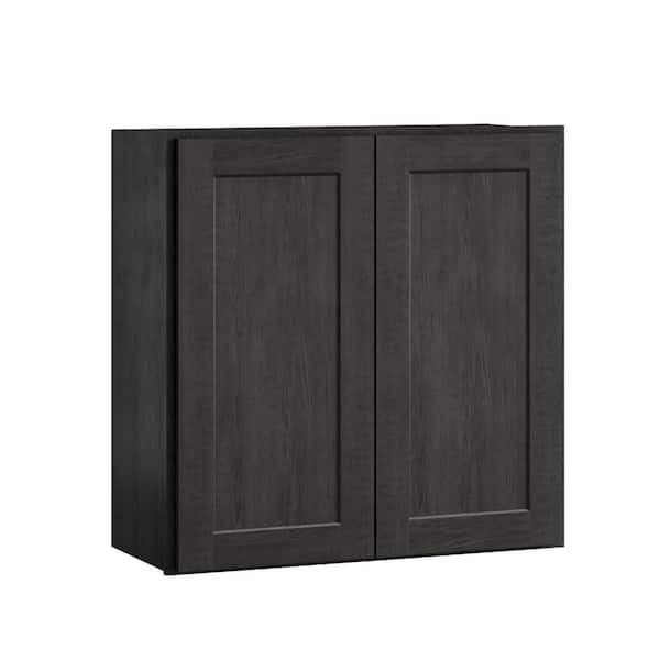 Hausvita 30 in. W x 12 in D x 30 in. H in. Shaker Charcoal Plywood Ready to Assemble Kitchen Wall Cabinet with Doors and Shelves