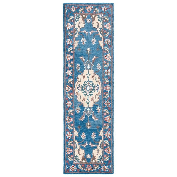 Antiquity 2 ft. x 8 ft. Blue/Ivory Traditional Medallion Runner Rug