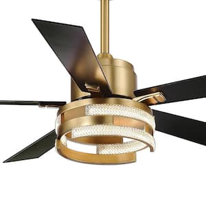 Randy 52 in. Indoor Integrated LED Crystal Gold Ceiling Fan with Light and Remote Control