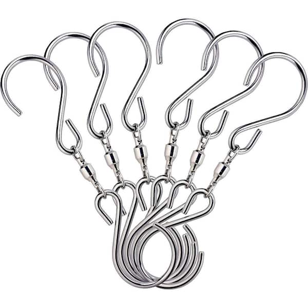 Dual Swivel S Hooks for Indoor Outdoor Organization Stainless Steel Heavy Duty with Copper Swivel 6-Pack