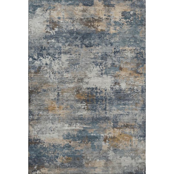 Mayfield Premium Machine Washable Abstract AMF2368 Blue 8 ft. x 10 ft. Area Rug