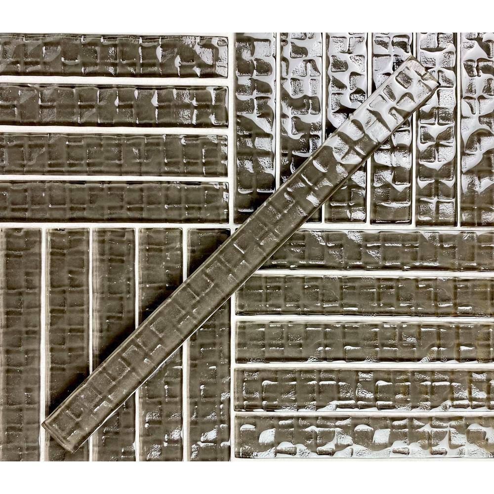 Metro Cubes Dark Gray 1 in. x 12 in. Glossy Textured Glass Floor Wall Tile (6 sq. ft./Case) price history on PriceWatchPro