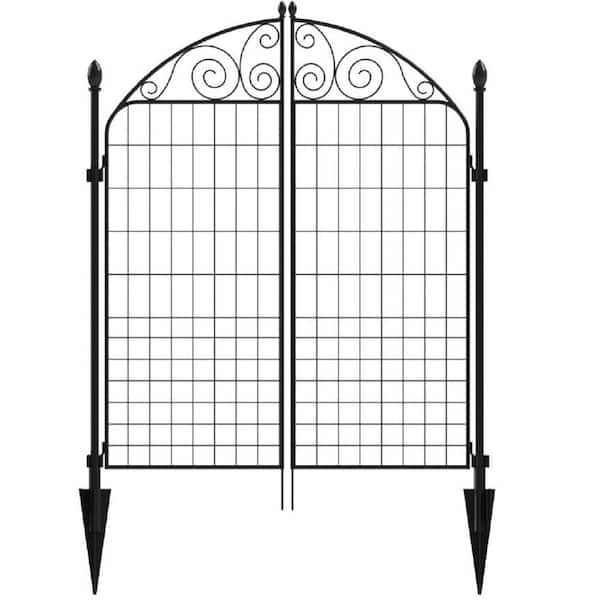 Vigoro Rockdale 41.9 in. H x 34.8in W Black Metal Garden Fence Gate