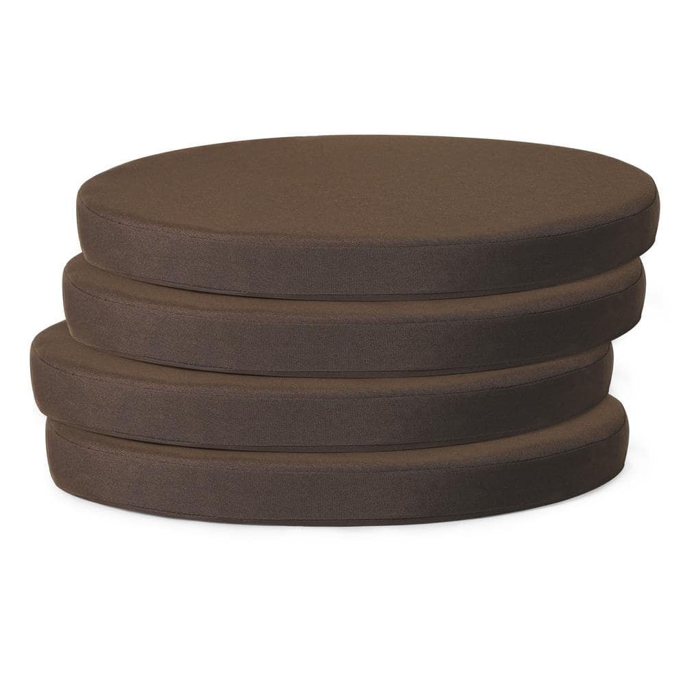 FadingFree (Set of 4) 18 in. Round Outdoor Patio Circle Dining Chair Seat Cushions in Brown price history on PriceWatchPro