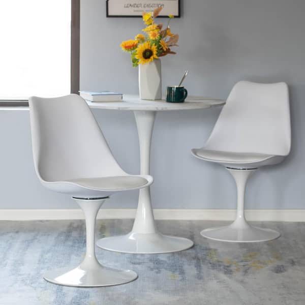 FABULAXE Modern Swivel Tulip Side Chair with Comfortable Cushioned