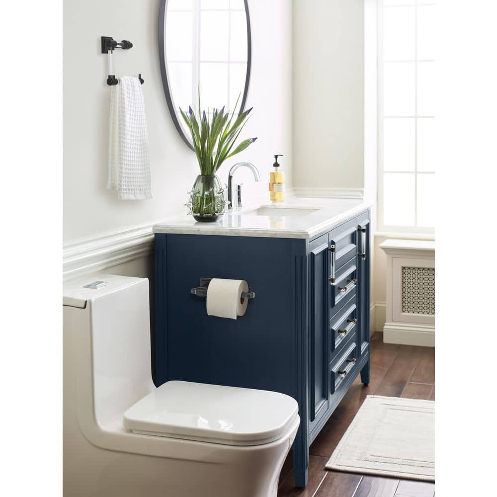 Clear and Matte Black Single Post Toilet Paper Holder