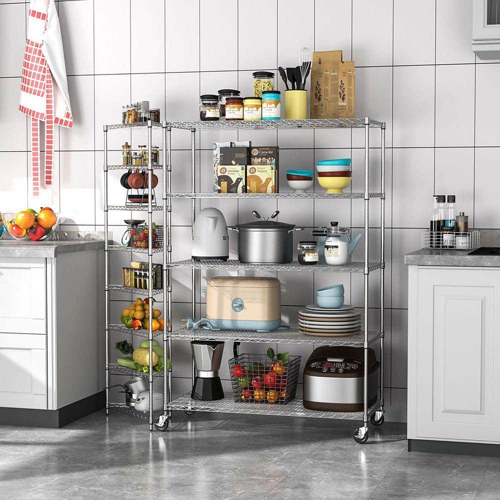 Lynzavix 5-Shelf Heavy Duty Adjustable Storage Rack with Wheels