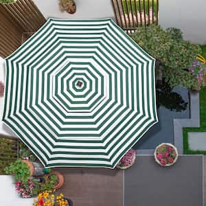 Patio Umbrella Replacement Outdoor Canopy Beach Backyard Market Table Top Cover in Green-White Stripes