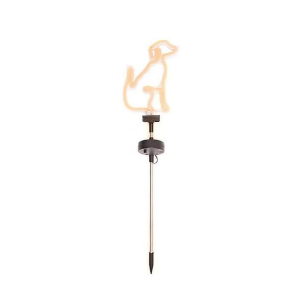 6 in. x 26 in. Yellow Metal Solar LED Neon Dog Garden Stake HPB8T65L63 ...