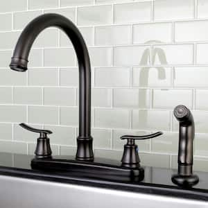 Euro 2-Handle Standard Kitchen Faucet with Side Sprayer in Oil Rubbed Bronze