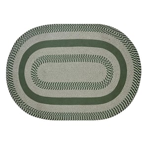 Newport Braid Collection Sage 30" x 50" Oval 100% Polypropylene Reversible Area Rug
