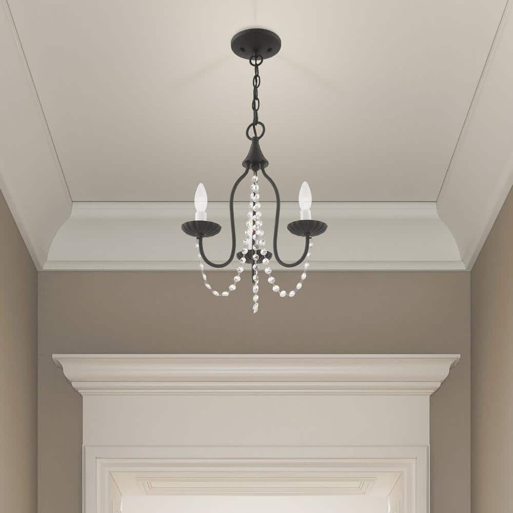 Black Mini Crystal 3-Light Candelabra Chandelier