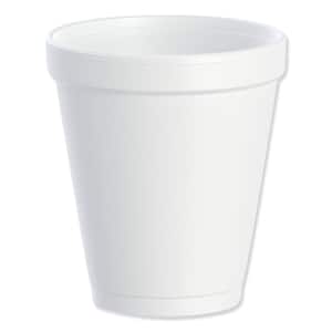 8 oz. White Disposable Foam Cups, 25/Bag, 40 Bags/Carton