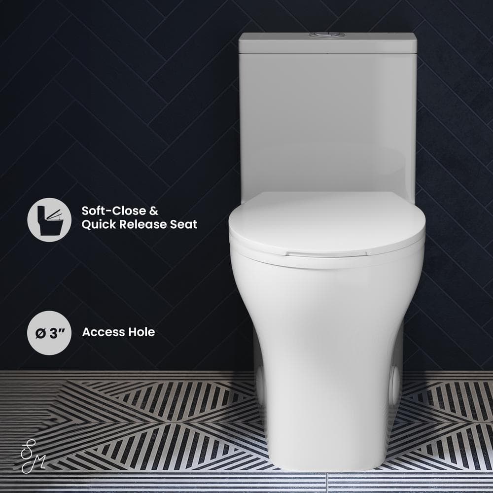 Glossy White Round Ceramic Dual-Flush Toilet