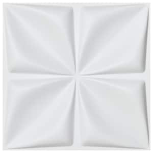 19.7 in x 19.7 in. x 1 in. Matt White PVC 3d Wall Panels Decorative Paneling (12-Pack)