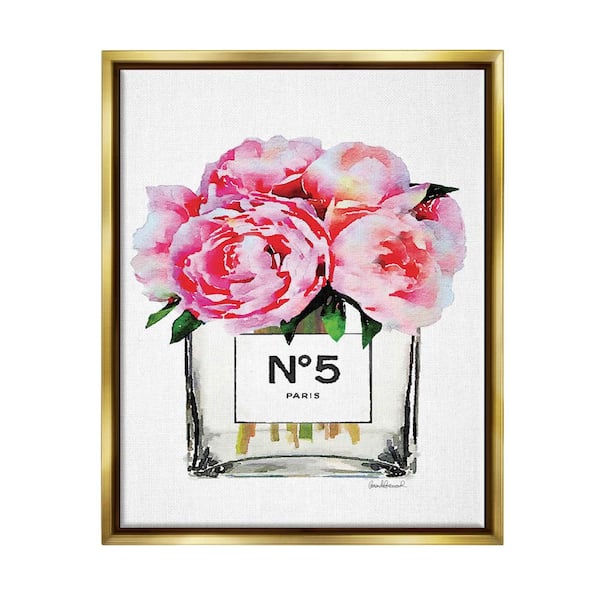 The Stupell Home Decor Collection Glam Paris Vase with Pink Peony by Amanda Greenwood Floater Frame Nature Wall Art Print 17 in. x 21 in.