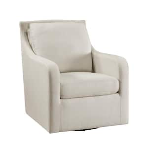 Yarrow Beige Textured Fabric Swivel Arm Chair