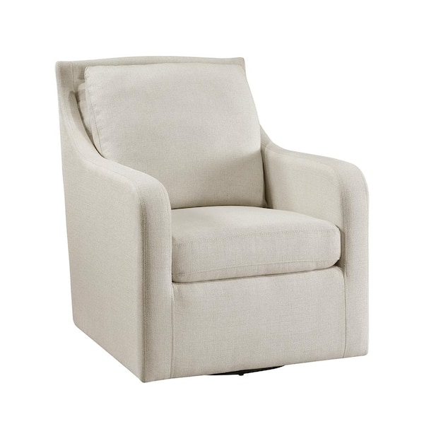 Lazzara Yarrow Beige Textured Fabric Swivel Arm Chair