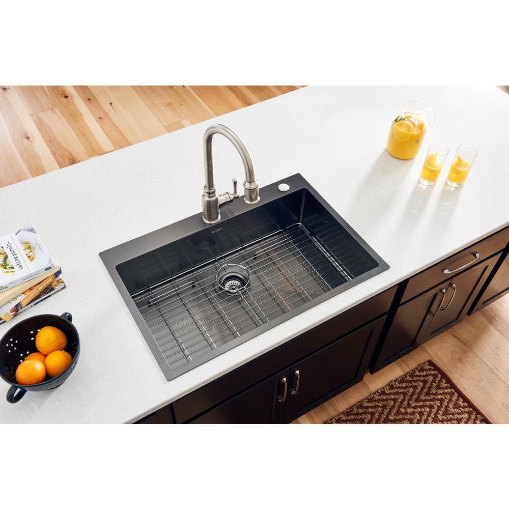 Ruvati 33" Black Stainless Steel Single Bowl Farmhouse Sink