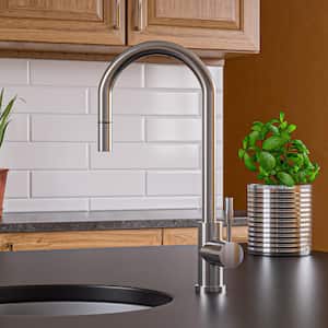 Single-Handle Pull-Down Kitchen Faucet in Brushed Stainless Steel