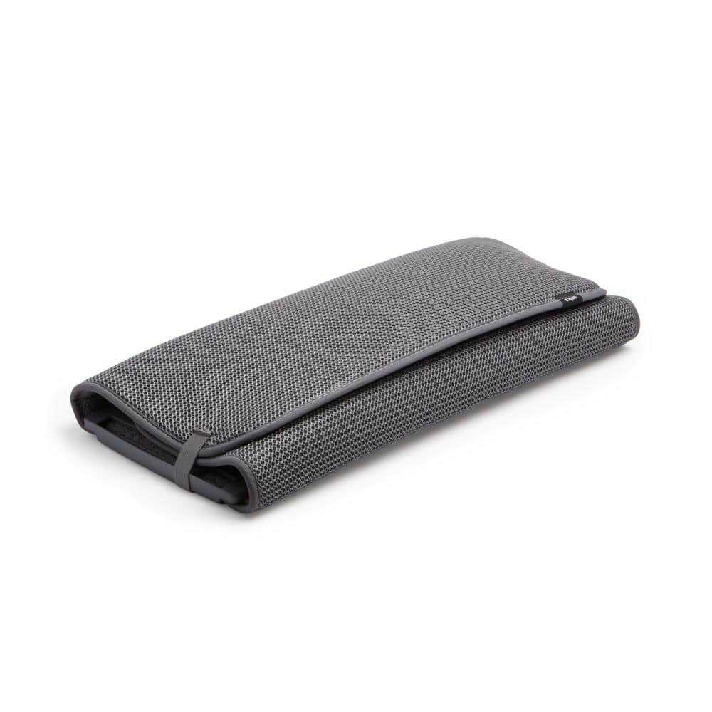 Charcoal Foldable Plastic Dish Drying Rack with Mat