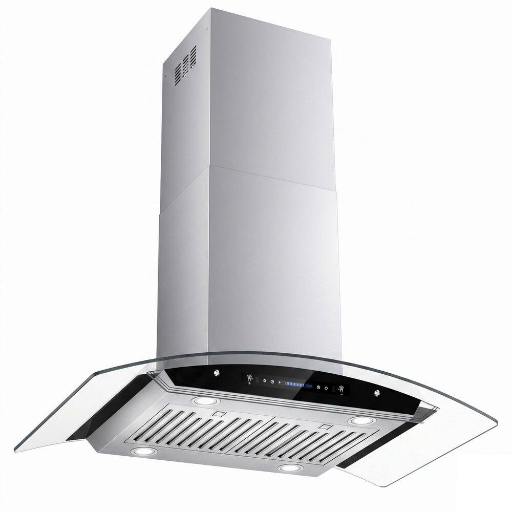30 in. 900 CFM Ducted Island Range Hood in Stainless Steel with Tempered Glass, 10-Year Warranty and Gesture Control