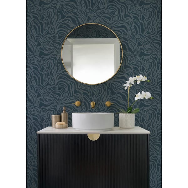 Massar Teal Modern Marbled Wallpaper