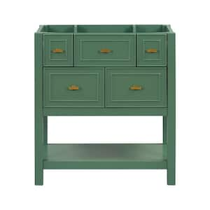 30 in. W x 18 in. D x 33 in. H Bath Vanity Cabinet without Top in Green, Freestanding Bath Vanity with 5 Drawers