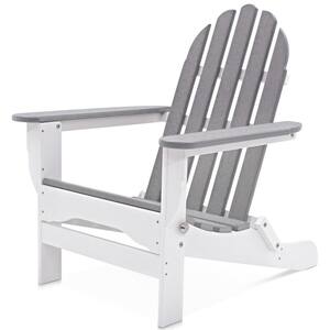 Icon White and Driftwood Recycled Plastic Folding Adirondack Chair (2-Pack)