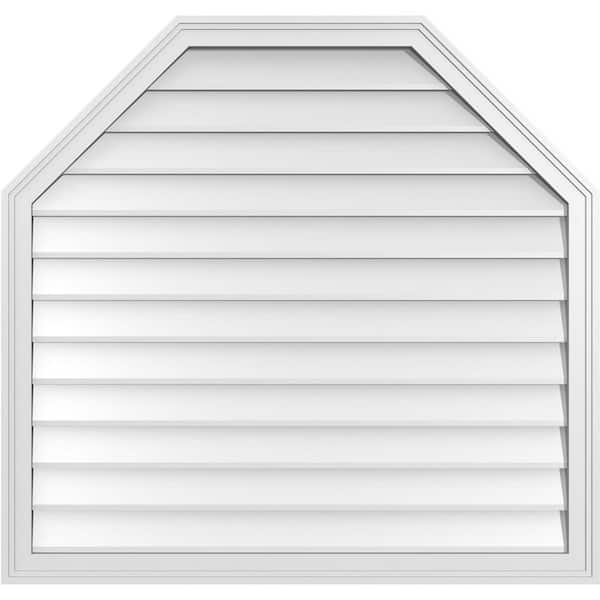 Ekena Millwork 40 in. x 38 in. Octagonal Top Surface Mount PVC Gable Vent: Decorative with Brickmould Frame
