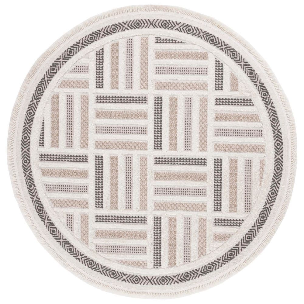 Urban 7 ft. x 7 ft. Beige/Ivory Border High-Low Round Area Rug price history on PriceWatchPro