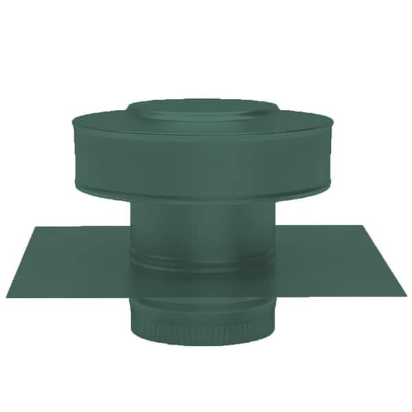 4 in. D Green Aluminum Round Back Static Roof Vent Roof Jack with 2 in. Collar and 2 in. Tail Pipe