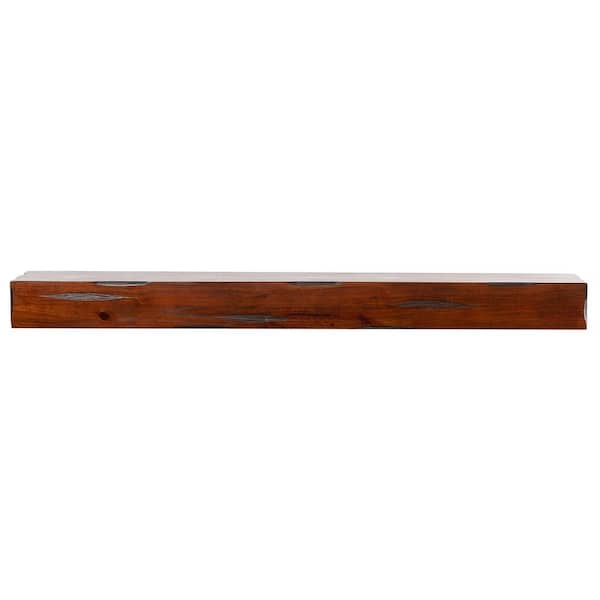 Breckenridge Cinnamon Stain Rustic Distressed 48 in. Wood Fireplace Cap-Shelf Mantel