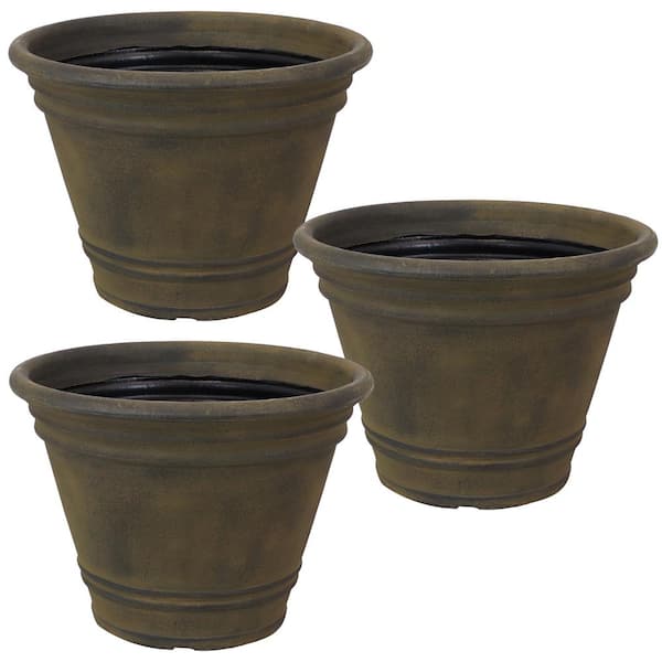 Sunnydaze 20 in. Sable Franklin Outdoor Polyresin Flower Pot Planter (3-Pack)