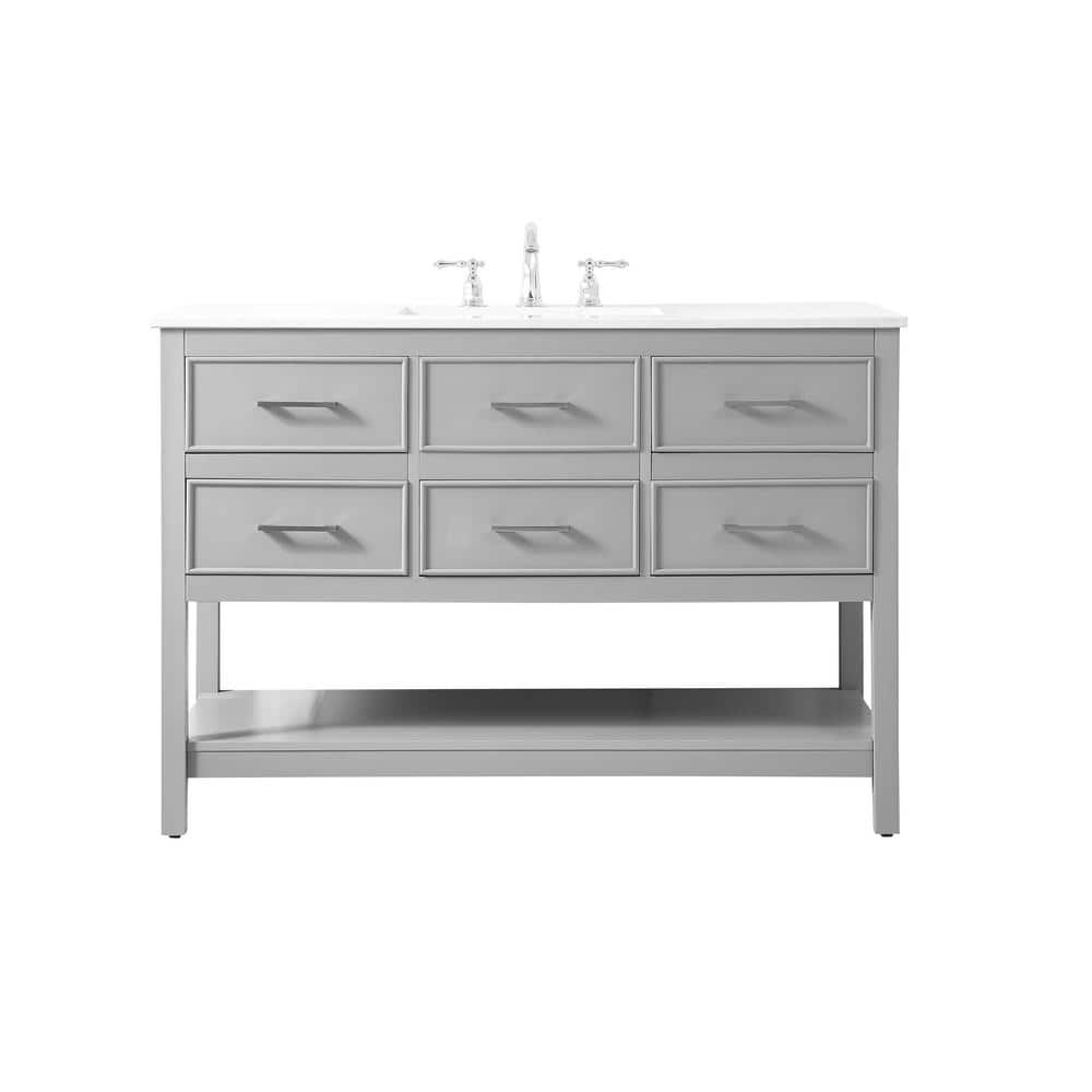 Gray MDF Single Bathroom Vanity with Calacatta White Marble Top