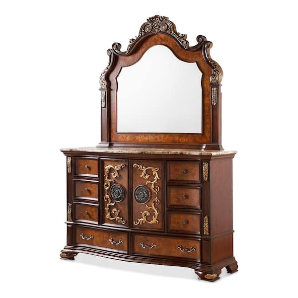 Furniture of America Gurando Dark Cherry and Oak 8-Drawer